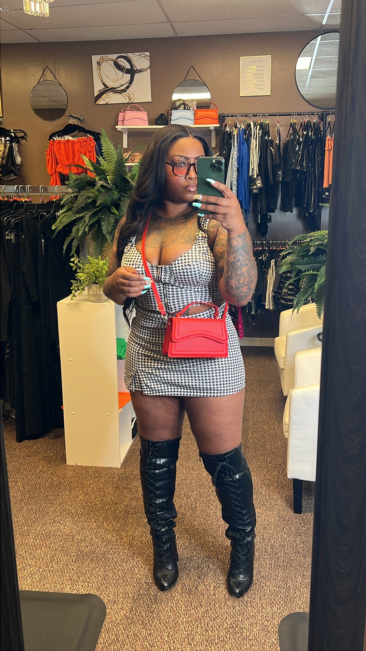 Two piece skirt set with great stretch.Model Wearing Medium