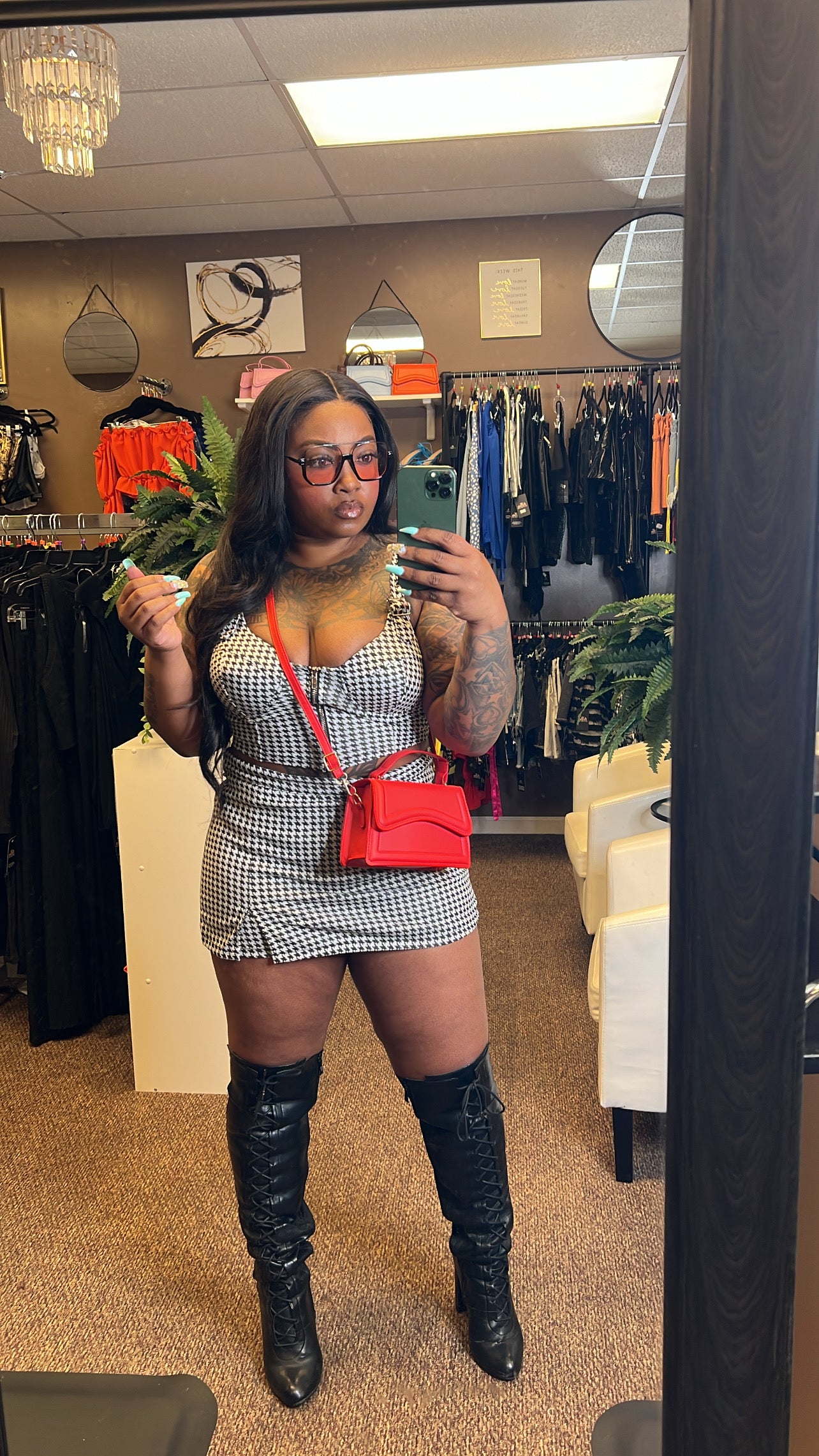 Two piece skirt set with great stretch.Model Wearing Medium